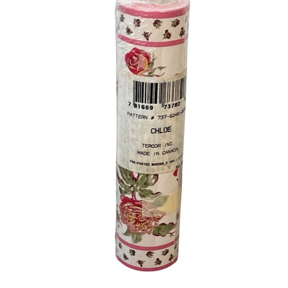 Source Unknown Other - Vintage Floral Wallpaper Border Roll Wrapped Never Used 5 Yards Tercor Inc Chloe
